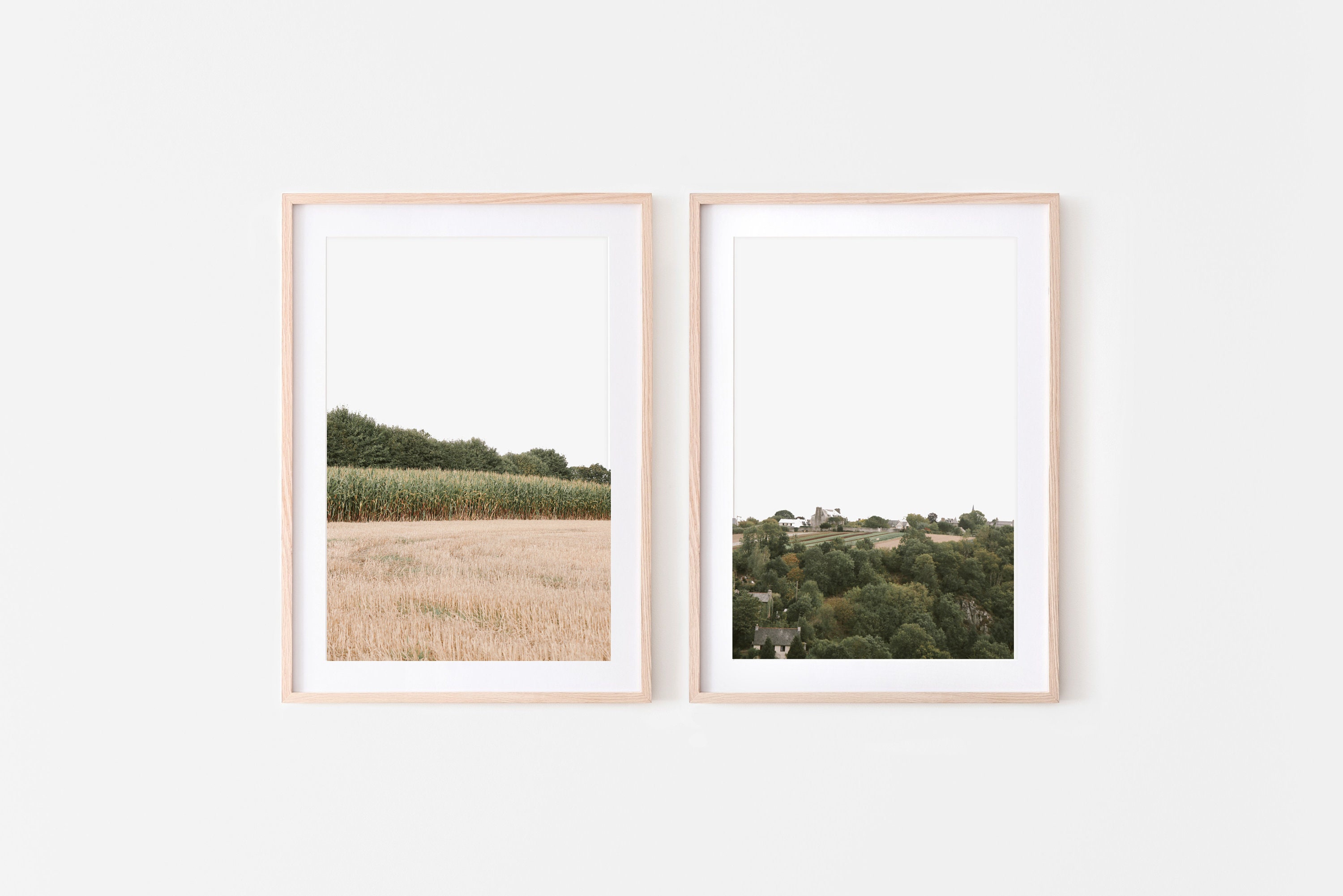 France Landscape Wall Art Print Set: Green Fields Photography (Digital Download)