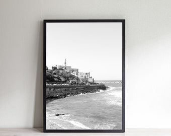 Tel Aviv Black and White Print: Jaffa Port Wall Art, Israel Original Photography
