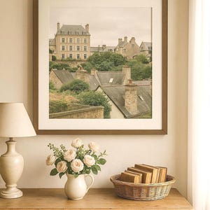 Decoración de cabañas francesas, láminas de pared, arte mural imprimible, póster de la campiña francesa, Dinan Breton, impresiones fotográficas de pared, decoración de pared neutra