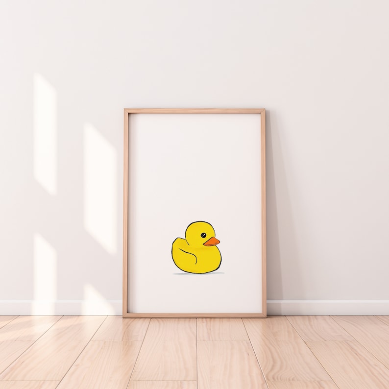 Yellow Rubber Duck Print: Sketched Nursery Decor (Digital Download) image 1
