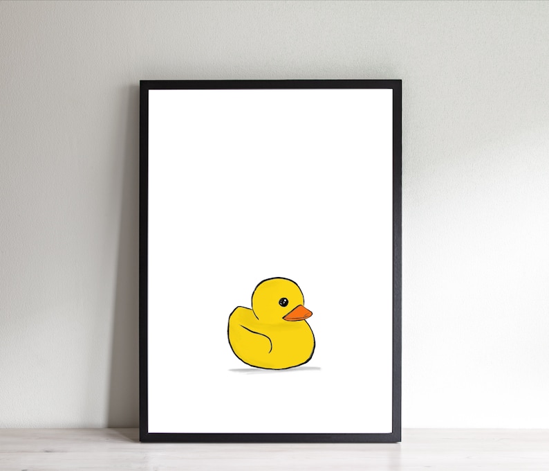 Yellow Rubber Duck Print: Sketched Nursery Decor (Digital Download) image 2