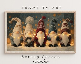 Samsung Frame TV Art Christmas: Scandinavian Gnomes Cozy Nordic Holiday Scene (Digital Download)