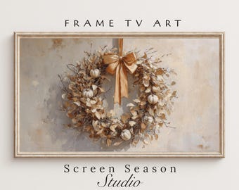 Thanksgiving Frame TV Art: Beige Fall Harvest Digital Download for Samsung Frame TV