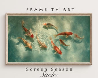 Frame TV Art Koi Fish Pond Japanese Carp Oil Painting Samsung Digital Download