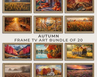 Autumn Frame TV Art Bundle Of 20 - Fall Landscape Digital Rustic Farmhouse Cottagecore Harvest Pumpkins Country Village Samsung JPEG