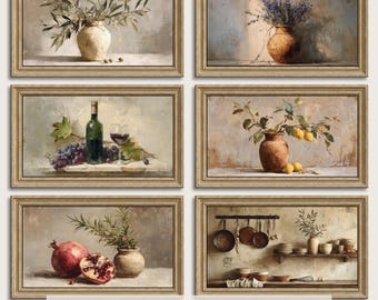 Mediterranean Frame TV Art Bundle - Rustic Kitchen Still Life Digital Vintage Aesthetic Earthy Organic Neutral Palette Botanical Wall JPEG