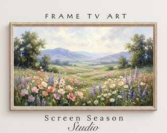 Spring Wildflower Mountain Landscape Samsung Frame Art Instant Digital Download