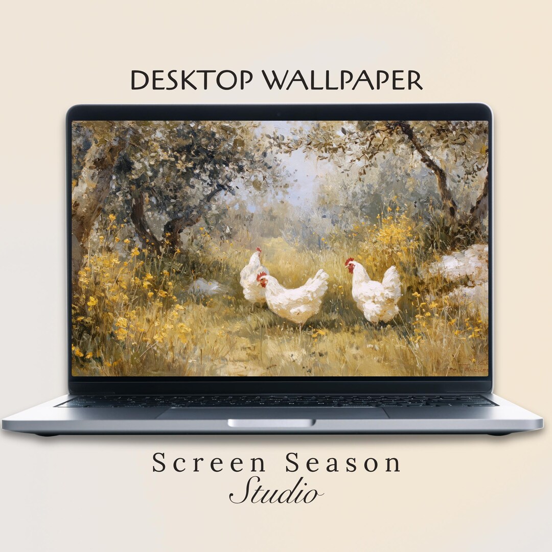 White Chickens Desktop Wallpaper - Summer Meadow MacBook Screensaver ...