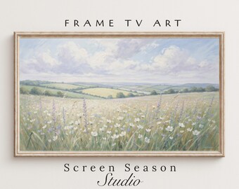 Spring Frame TV Art Pastel Countryside Wildflower Meadow Oil Painting Samsung Digital Download
