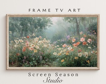 Frame TV Art Pastel Spring Garden Oil Painting Floral Meadow Landscape Samsung Digital Download