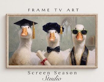 Frame TV Art Graduation Geese Oil Painting Class of 2026 Funny Goose Digital Download