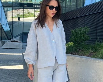 Linen jacket, lightweight, linen cardigan, linen clothing, summer jacket, women jacket, MARA