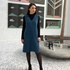 womens winter shift dresses Wool Dress, Boiled Wool, Sea Dress, Sleeveless Dress, Dress, Winter Dress, Minimalist, Short Dress, Wool VERA Dress Women Color:Brown cream Colors may be slightly ce-exclusive Live Action Belle Blue