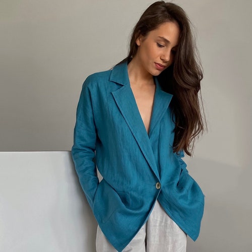 Linen Blazer Women Oversized Blazer 