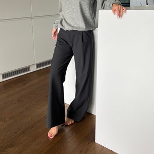 Wool palazzo pants, wide pants, zipper pants, flare pants, flowy pants, boho pants, streetwear pants, loose pants, pleated pants LAIMA