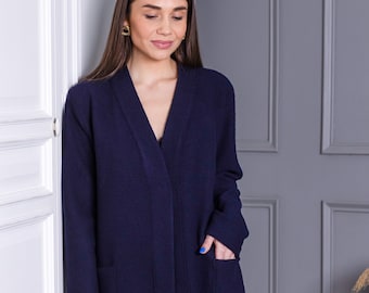 Chaqueta de lana hervida, chaqueta de lana ecológica natural, blazer de lana, cárdigan de lana, chaqueta suéter ZOE, cárdigan morado, cárdigan mujer, chaqueta kimono