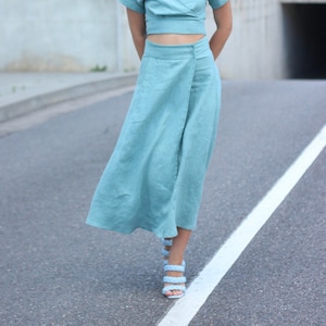 Linen wrap skirt, long skirt, linen clothing, aline skirt, midi skirt, two piece set skirt linen, summer KIM skirt