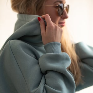 Warm cozy mint hoodie, trendy hoodies and sweatshirts, green hoodies aesthetic, hoodies for women, streetwear