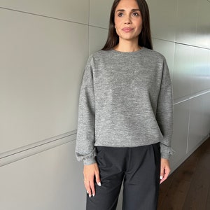 Gray wool sweater, pullover, simple sweater, oversized, boho, womens sweater, oversize sweater, streetwear, lightweight, HARPER sweater image 2