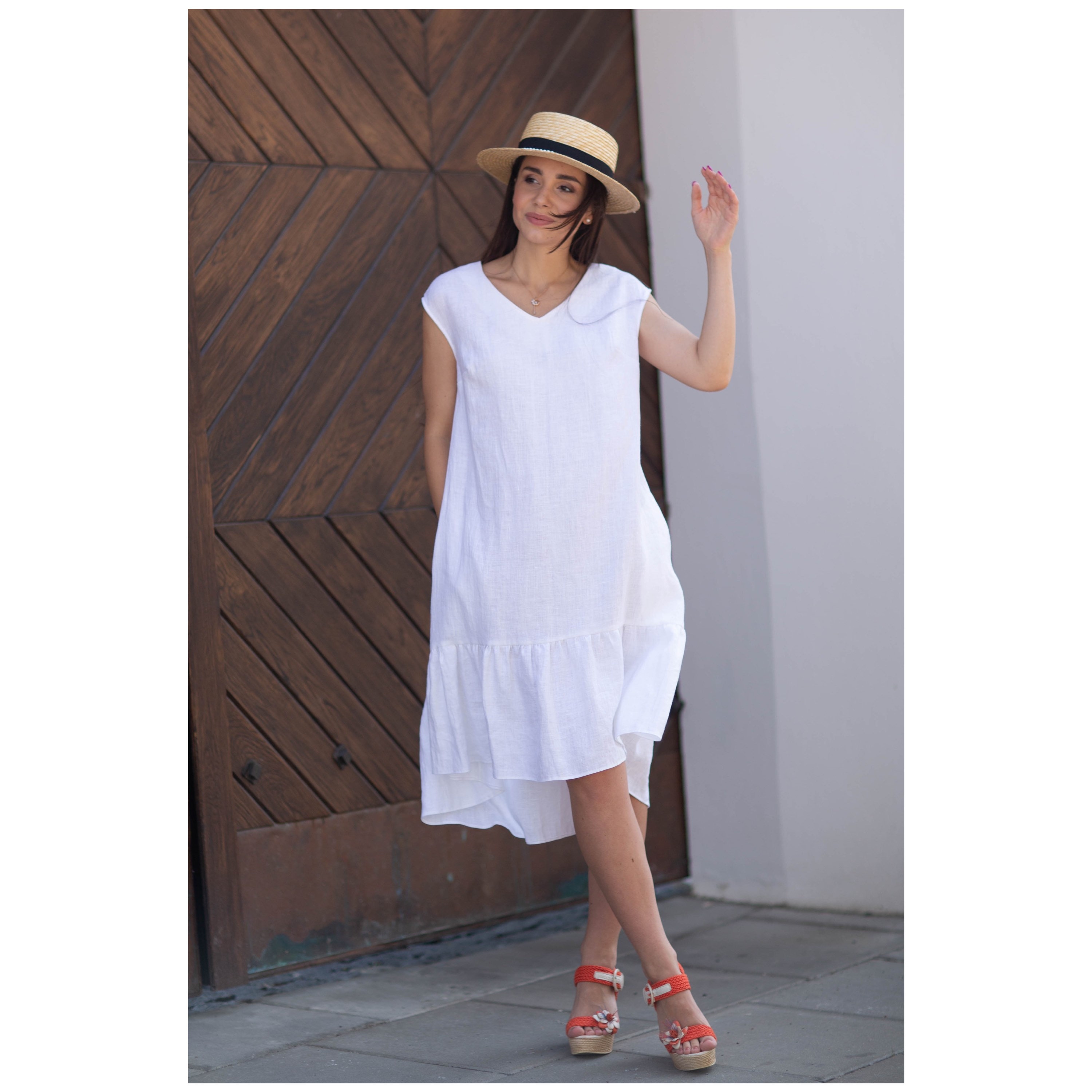 White Linen Dress Summer Linen Dress Womens Linen Dress Etsy