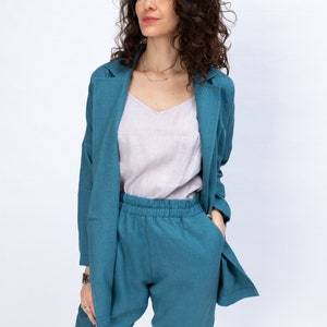 Linen suit women, linen 2 piece set, linen elastic waist pants, linen pants, linen trousers, linen blazer, TRACY suit image 4