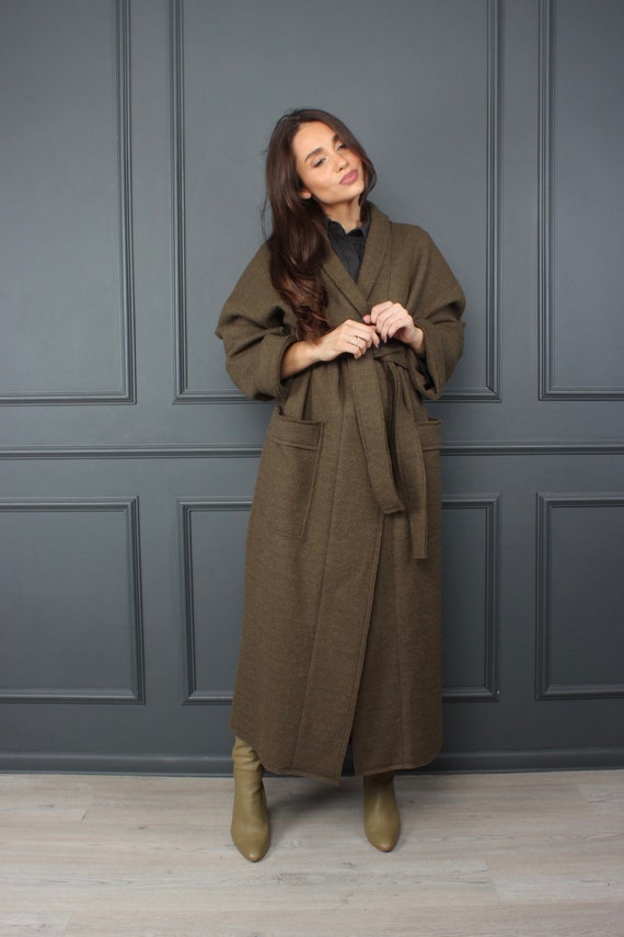 amina double face wool robe coat