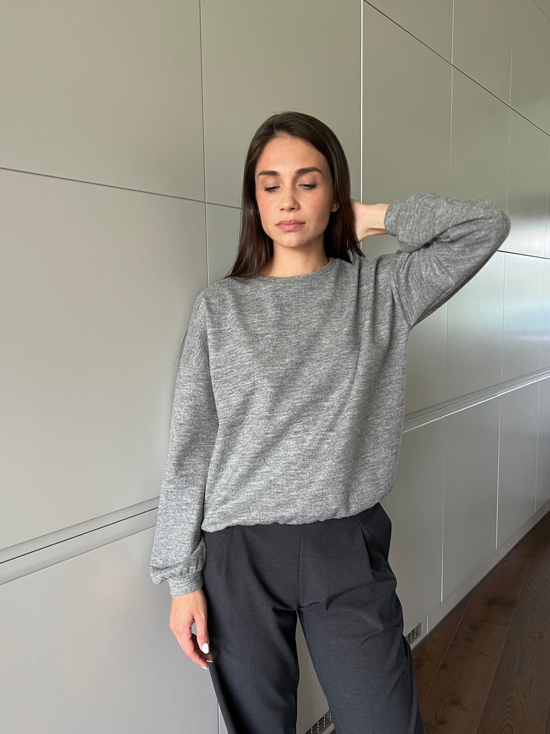 Gray wool sweater, pullover, simple sweater, oversized, boho, womens sweater, oversize sweater, streetwear, lightweight, HARPER sweater image 7