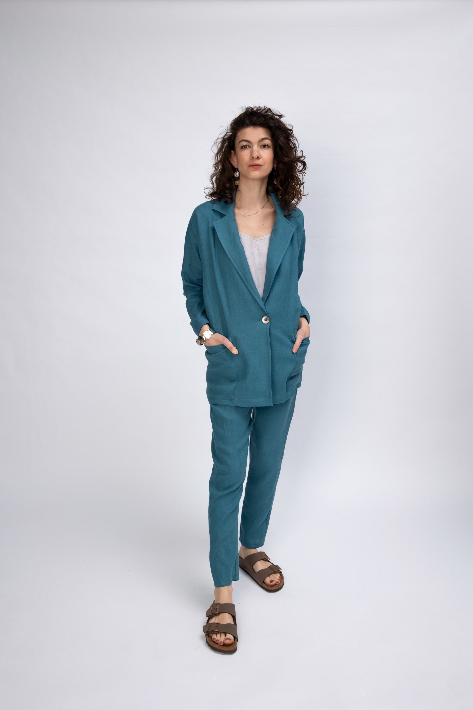 Dames Katoenen Linnen Broek Zwarte Capri Broek Hoge Taille