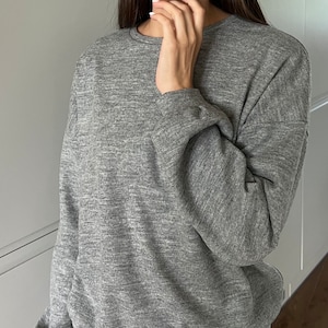 Gray wool sweater, pullover, simple sweater, oversized, boho, womens sweater, oversize sweater, streetwear, lightweight, HARPER sweater image 4