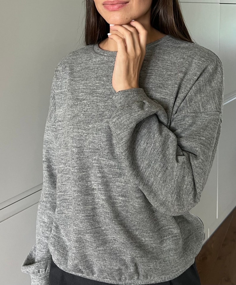 Gray wool sweater, pullover, simple sweater, oversized, boho, womens sweater, oversize sweater, streetwear, lightweight, HARPER sweater image 4