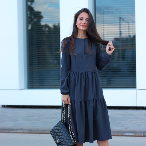 navy blue dress for baby girl Best Winter Work Clothes for a Stylish and Comfortable Office Look – TCG  London