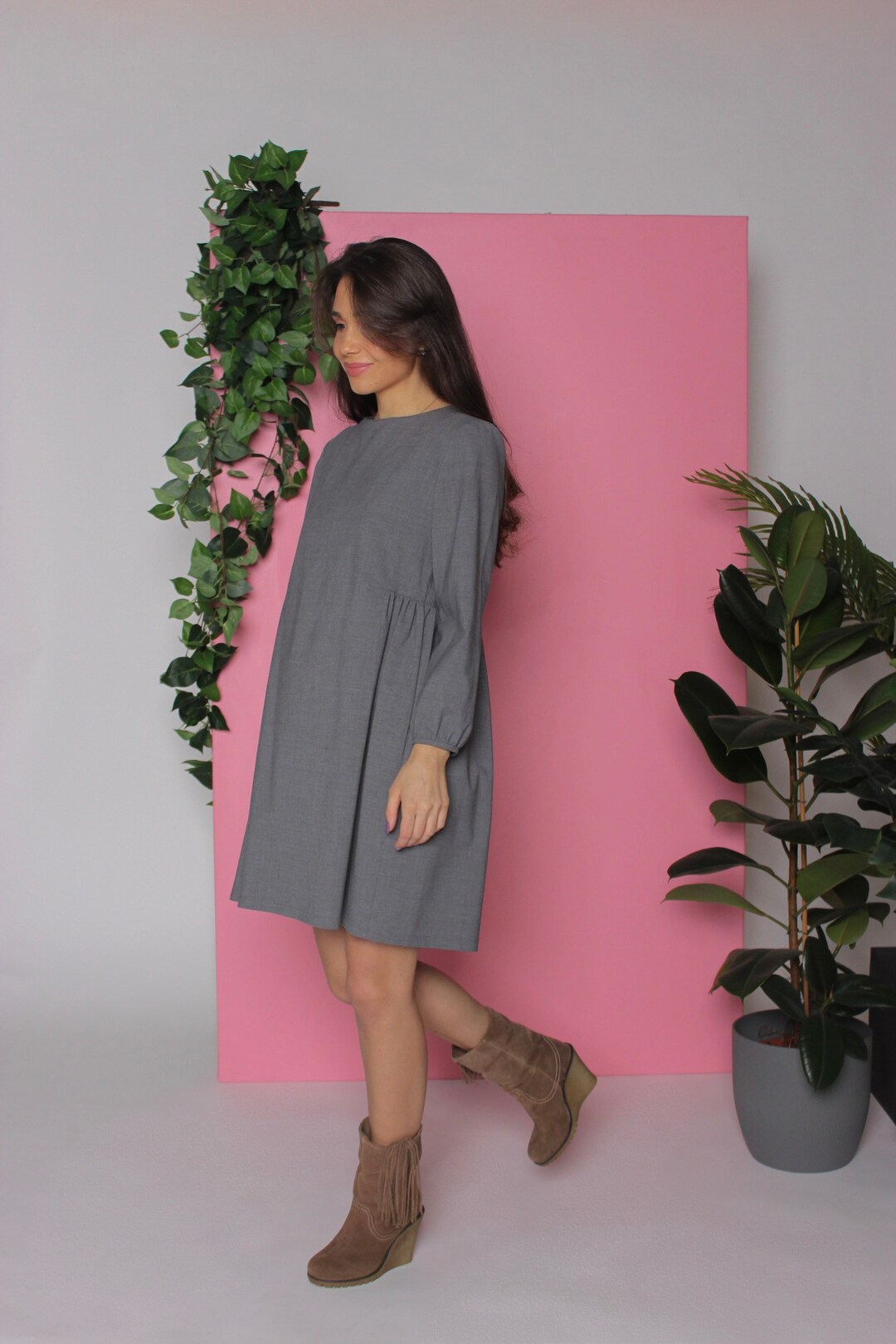 A-Line Pocket Detailed Mini Woven Dress