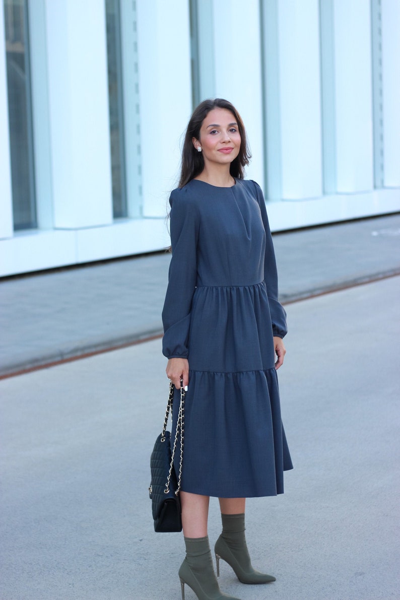 Wool Dress Winter Dress Fit and Flare Dress Winter Etsy