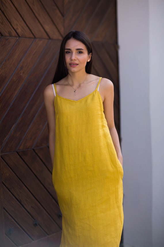 Yellow cami dress sales
