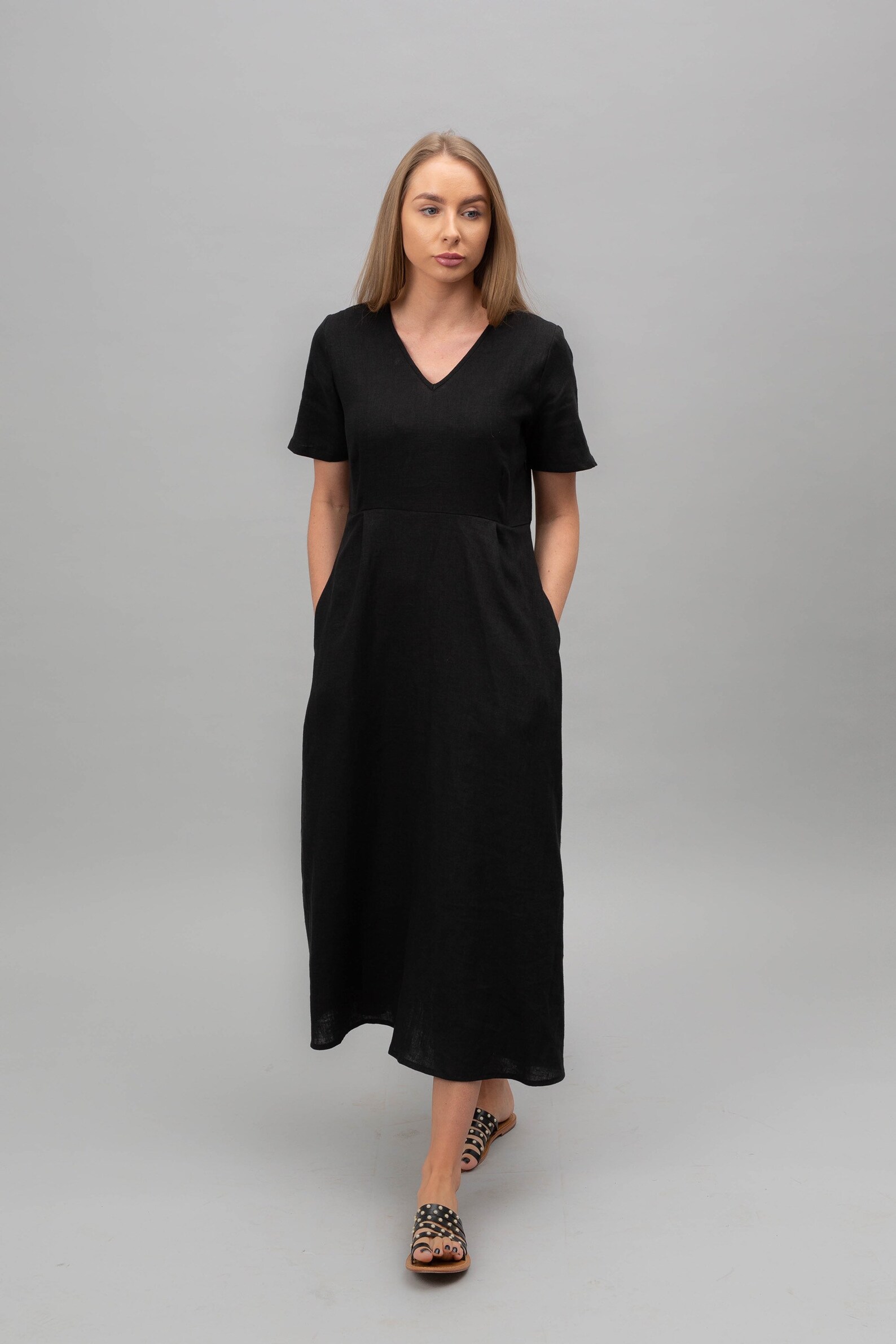 petite empire waist dress Ruched Empire-Waist Maxi – NY COLLECTION Charcoal Wool Look Tailored Tamaño:s Google_Flowerdresses