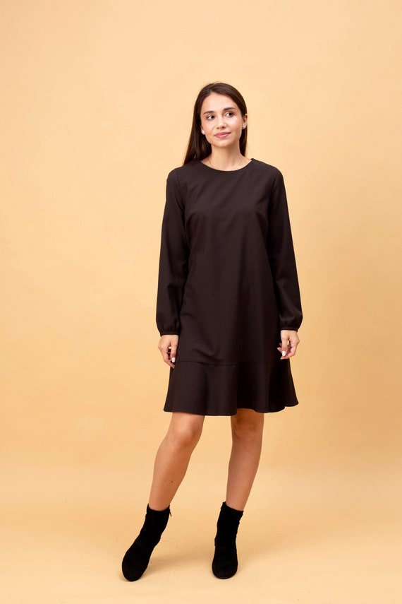 Brown Wool Dress 60s, Autumn Dress, Loose Dress, a Line Dress, Dress With  Pockets, Long Sleeves Dress, Elegant LIUNA Dress - Etsy Israel