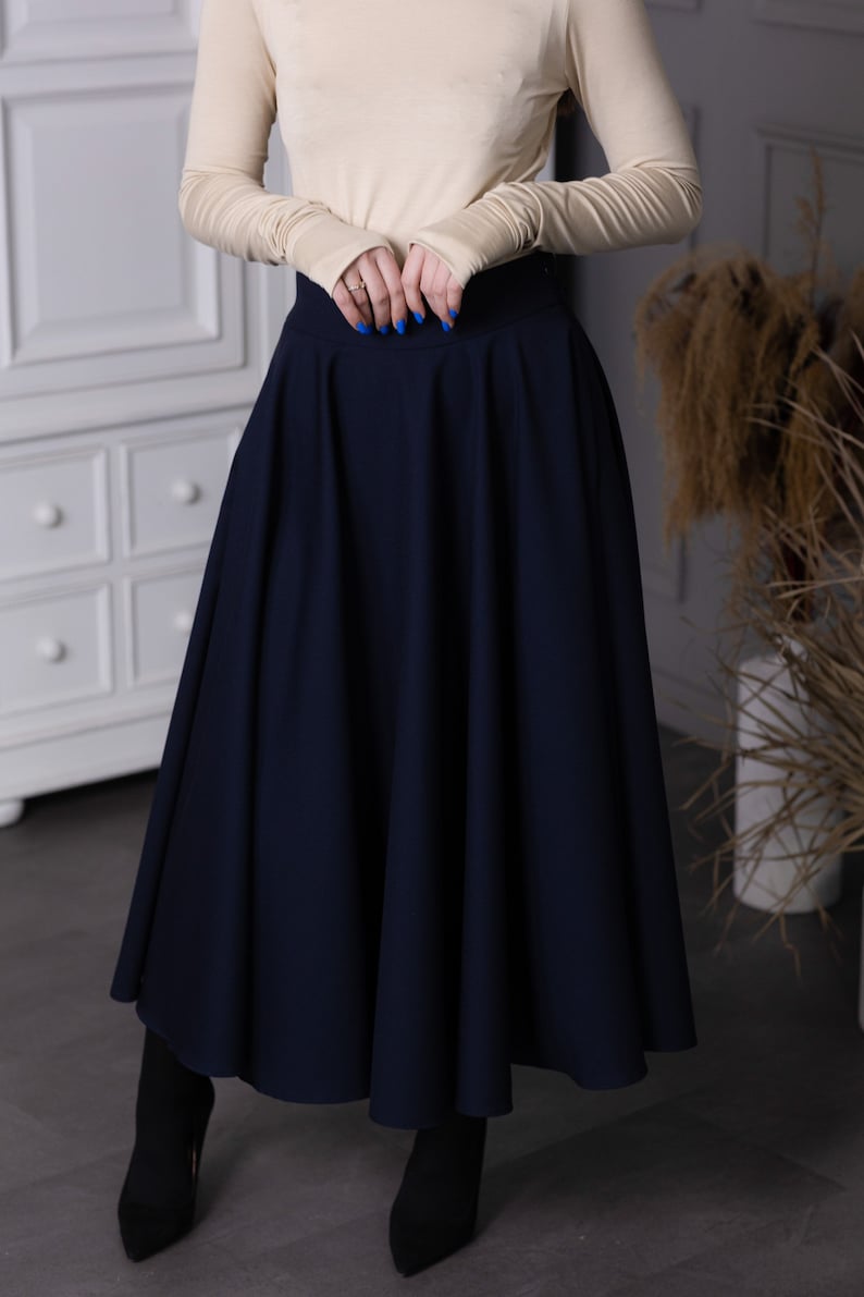 Damen Cordrock A-Linie Midilang - Vintage Winterrock Mit Taschen