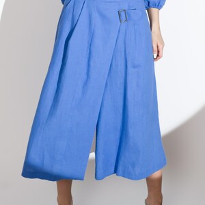 Linen gaucho pants for women, flare pants, capris, crop pants, linen summer trousers, culottes, wide leg pants, boho pants STILA image 2