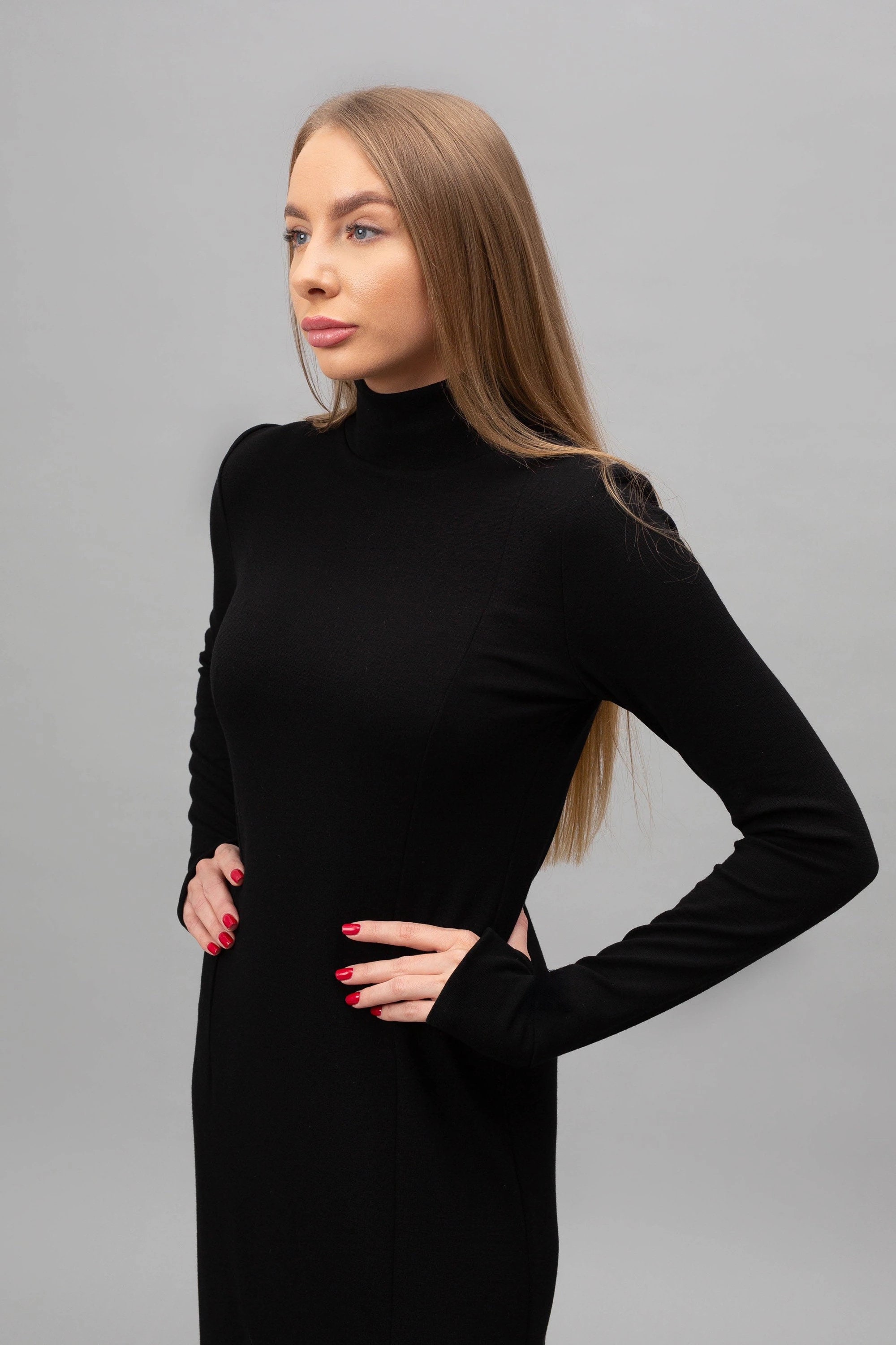 Vestido largo negro, vestido maxi de manga larga, vestidos elegantes para mujer, vestido gótico, vestido tubo informal, vestidos para mujer, vestido A