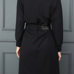 Casual black dress, black dresses for women, little black dress, long sleeve dress, winter minimalist dress, wide belt OLIVIA dress image 9
