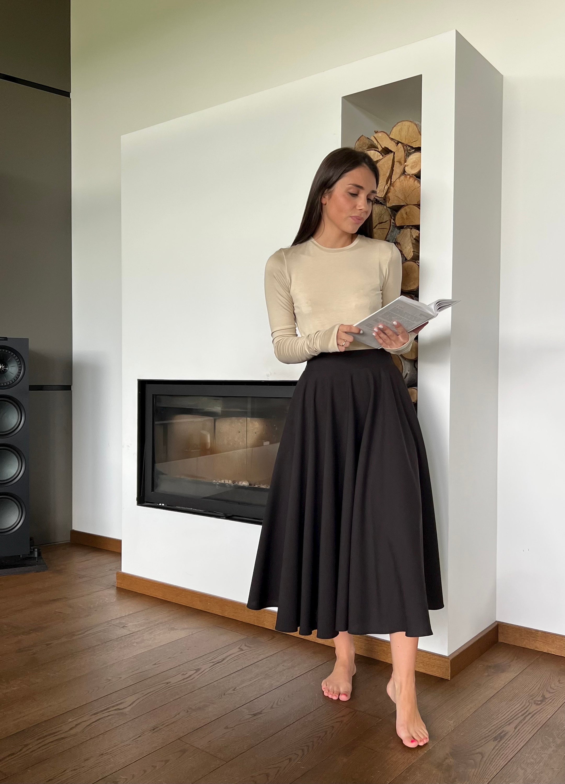 Pockets Solid Skirt, Minimalist Skirt 3168 Pockets Solid Skirt, Minimalist Skirt 3168