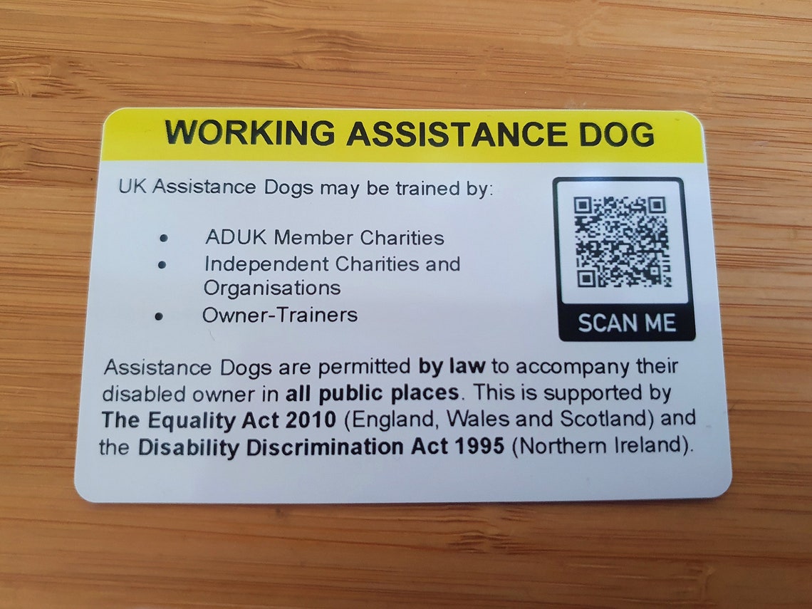 Assistance Dog UK Law Card With Equality & Human Rights Etsy UK