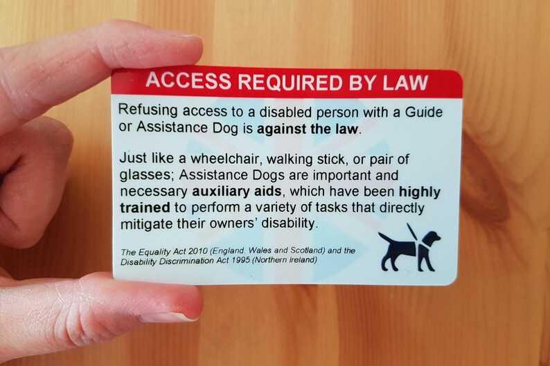 Durable Plastic Assistance Dog UK Access Support Card Guide Etsy UK
