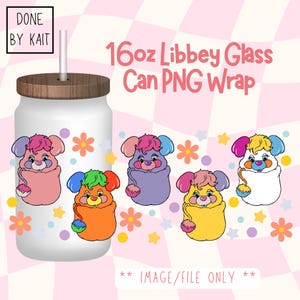 POPPLES | 16oz Libbey Glass Can Wrap | Cartoon Sublimation Design PNG | Digital Download
