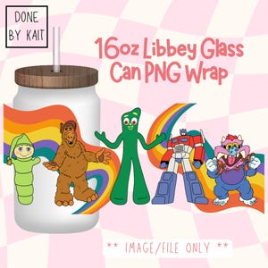 BOYISH | 16oz Libbey Glass Can Wrap | Cartoon Sublimation Design PNG | Digital Download