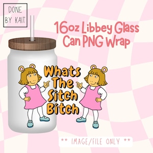 HEY DW | 16oz Libbey Glass Can Wrap | Cartoon Sublimation Design PNG | Digital Download