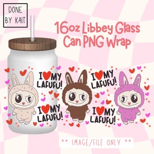 LAFUFU | 16oz Libbey Glass Can Wrap | Cartoon Sublimation Design PNG | Digital Download