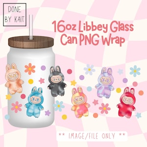 LABUBU Big into Energy | 16oz Libbey Glass Can Wrap | Cartoon Sublimation Design PNG | Digital Download