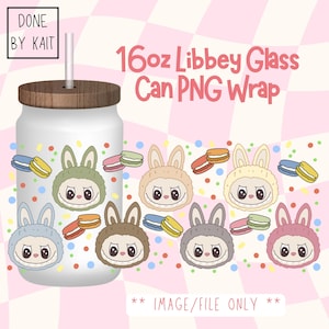 LABUBU | 16oz Libbey Glass Can Wrap | Cartoon Sublimation Design PNG | Digital Download