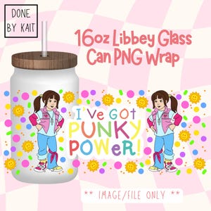 PUNKY POWER | 16oz Libbey Glass Can Wrap | Cartoon Sublimation Design PNG | Digital Download